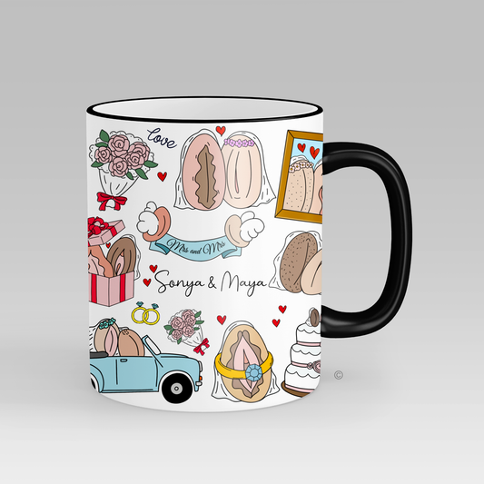 Personalised Mrs & Mrs Mug – a stylish and meaningful wedding or anniversary gift celebrating same-sex love.