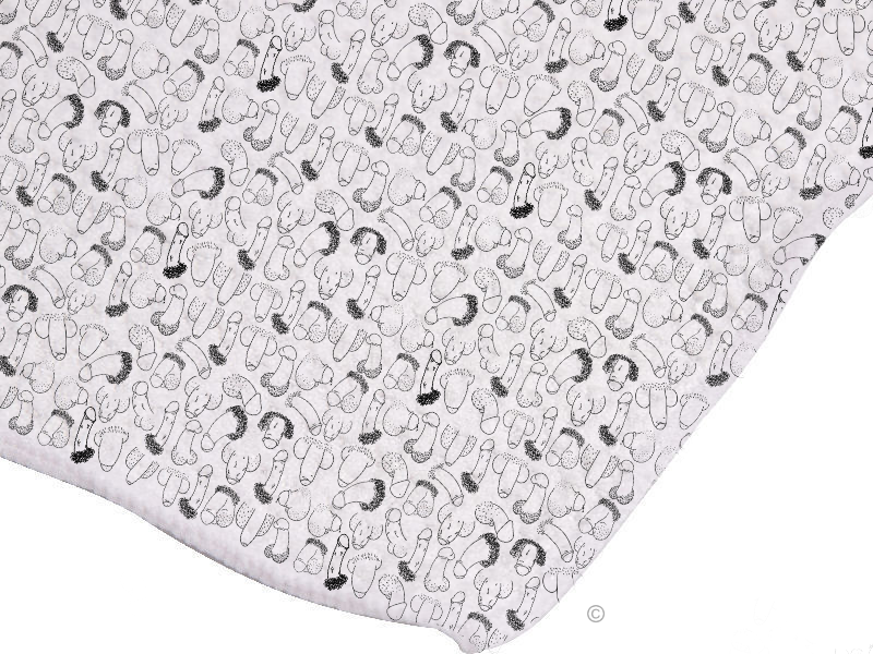 Phallic Art Tea Towel – a funny, cheeky, and artistic black-and-white kitchen towel featuring unique shapes.