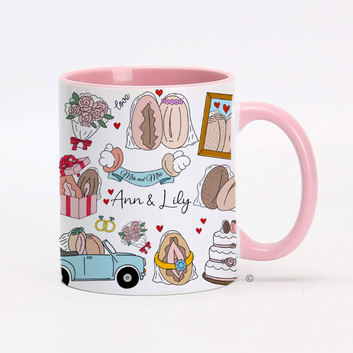 Personalised Mrs & Mrs Mug – a stylish and meaningful wedding or anniversary gift celebrating same-sex love.