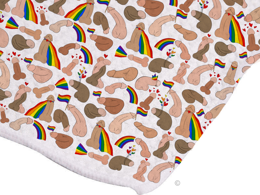 Pride Parade Tea Towel – a vibrant, cheeky, and inclusive kitchen towel celebrating LGBTQ+ pride.