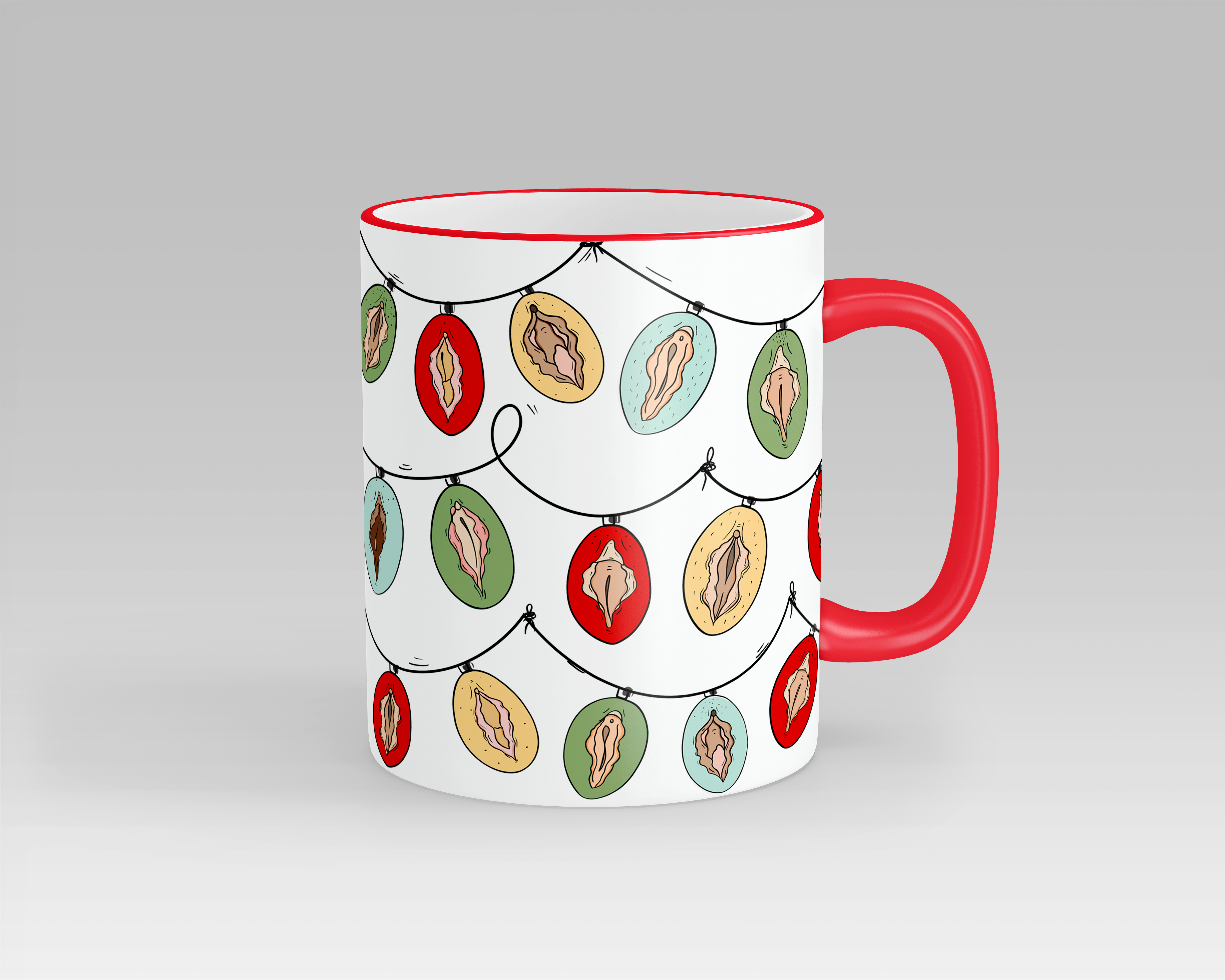 Personalised Vulva Christmas Lights Mug