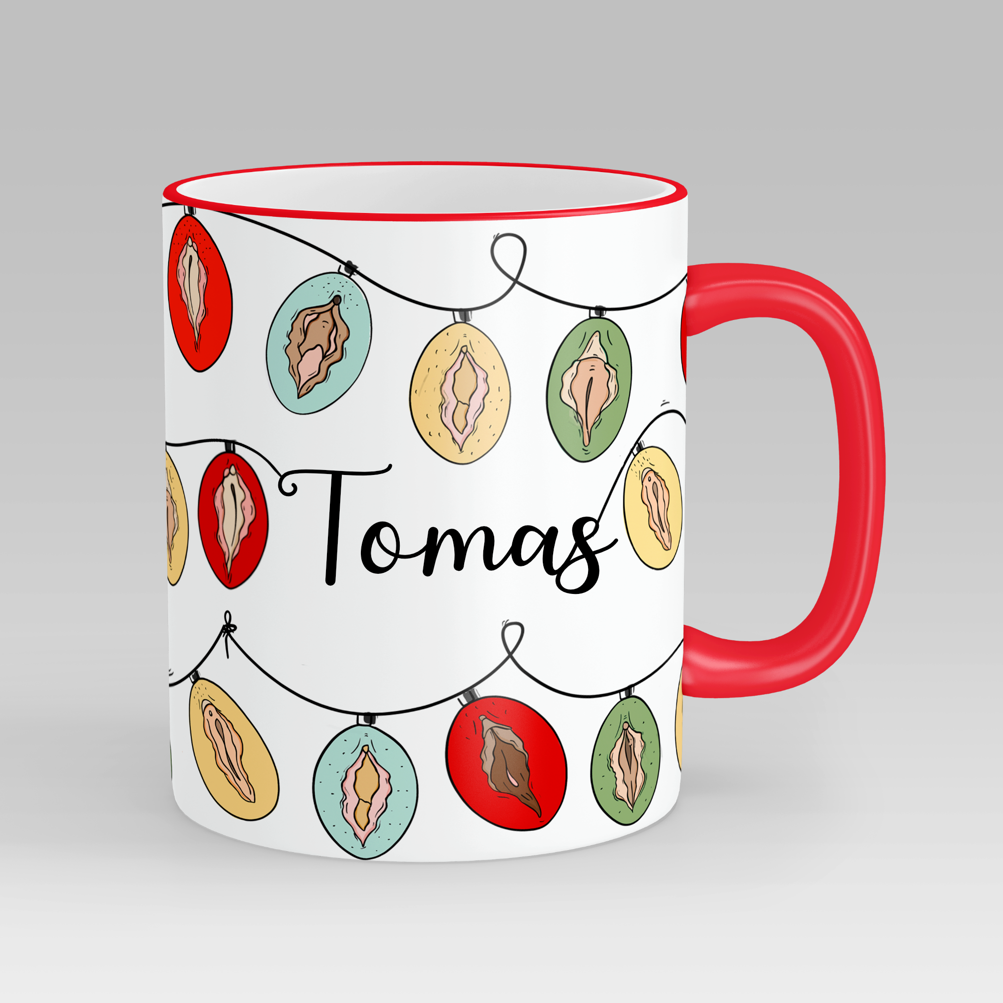 Personalised Vulva Christmas Lights Mug
