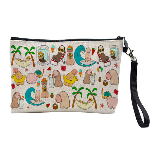 Summer Willies Makeup Bag – a bold, cheeky, and practical travel pouch perfect for storing makeup, passports, or travel essentials.
