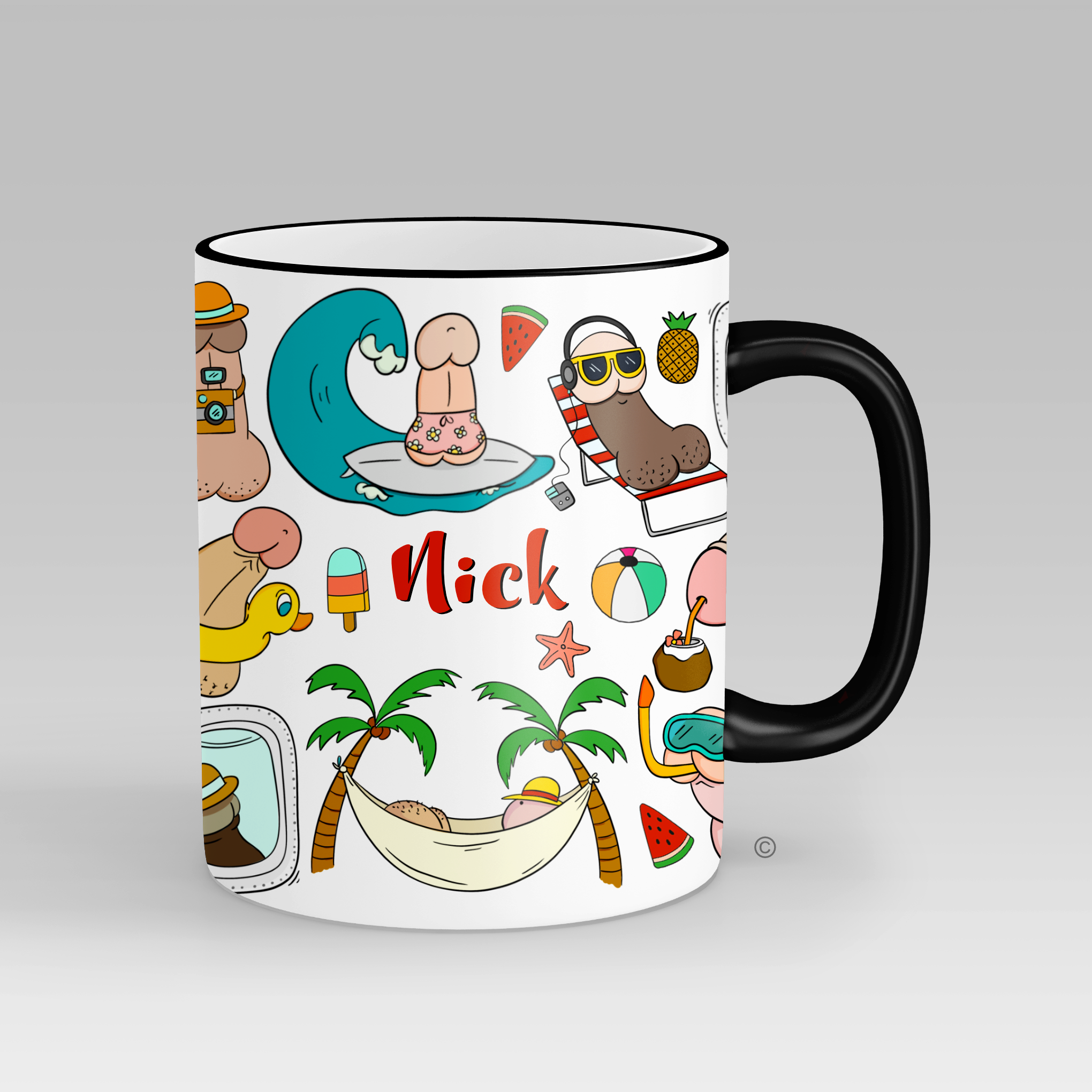 Summer Willy Personalised Mug – a fun, cheeky design adding a dash of humor to your daily coffee or tea.