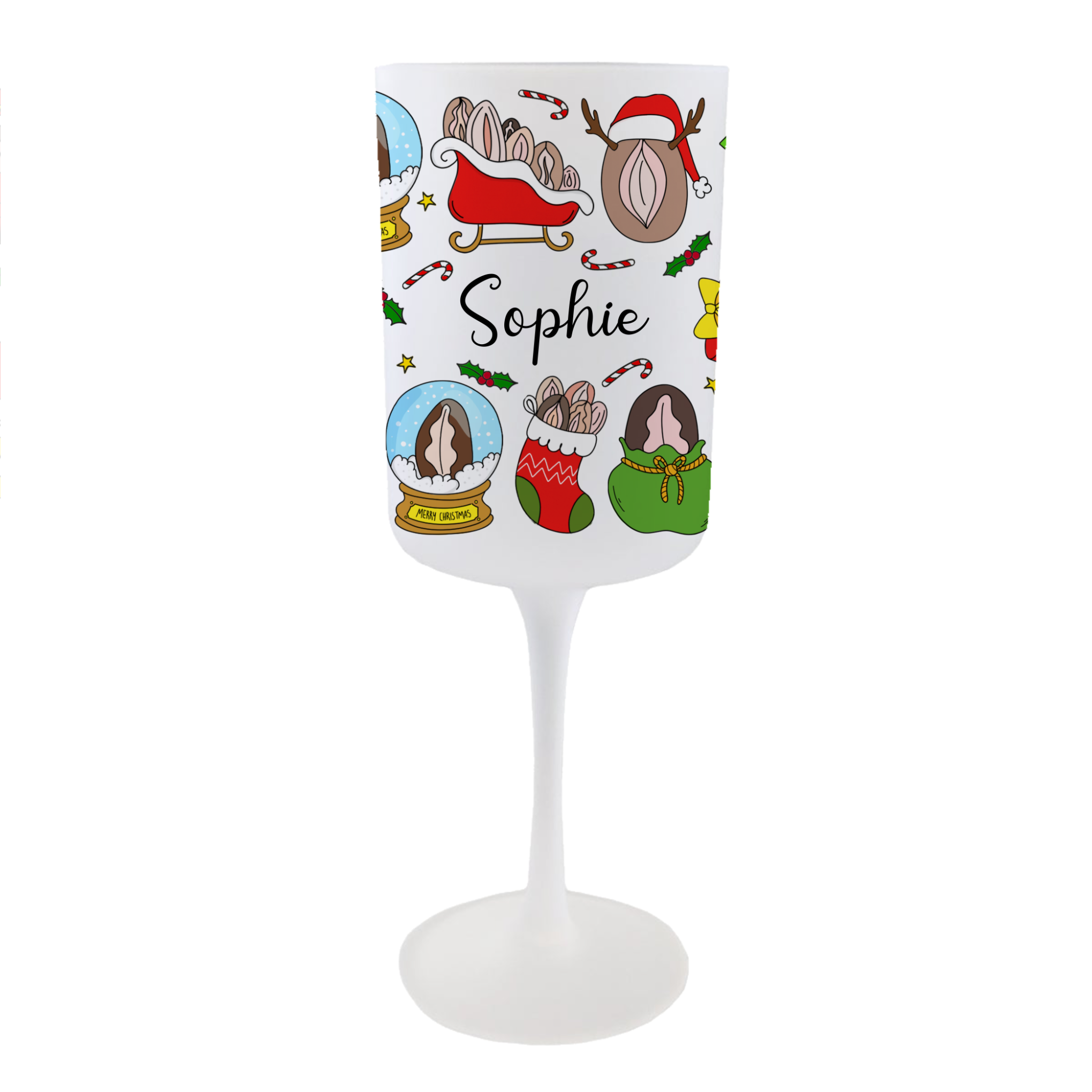 Personalised Christmas Vulvas Wine Glass