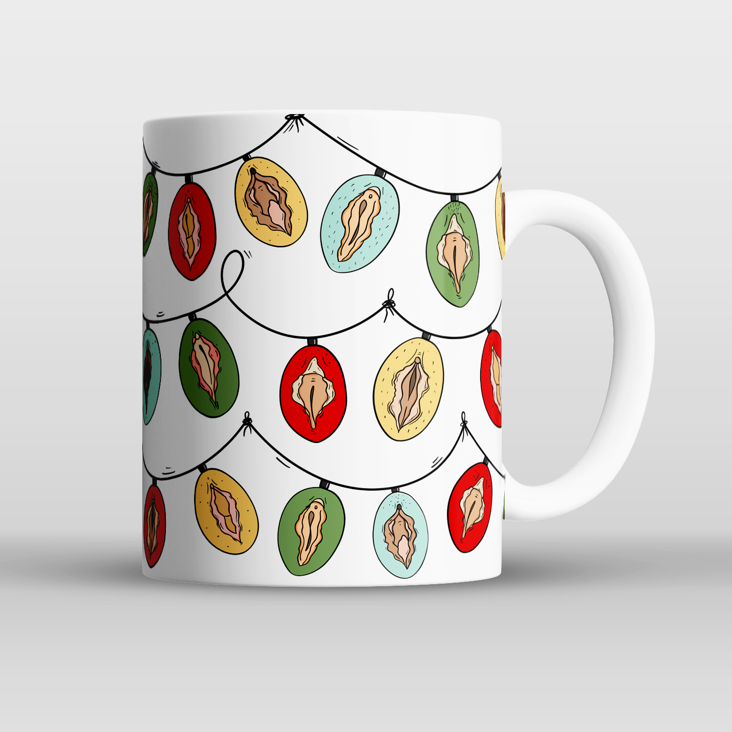 Personalised Vulva Christmas Lights Mug