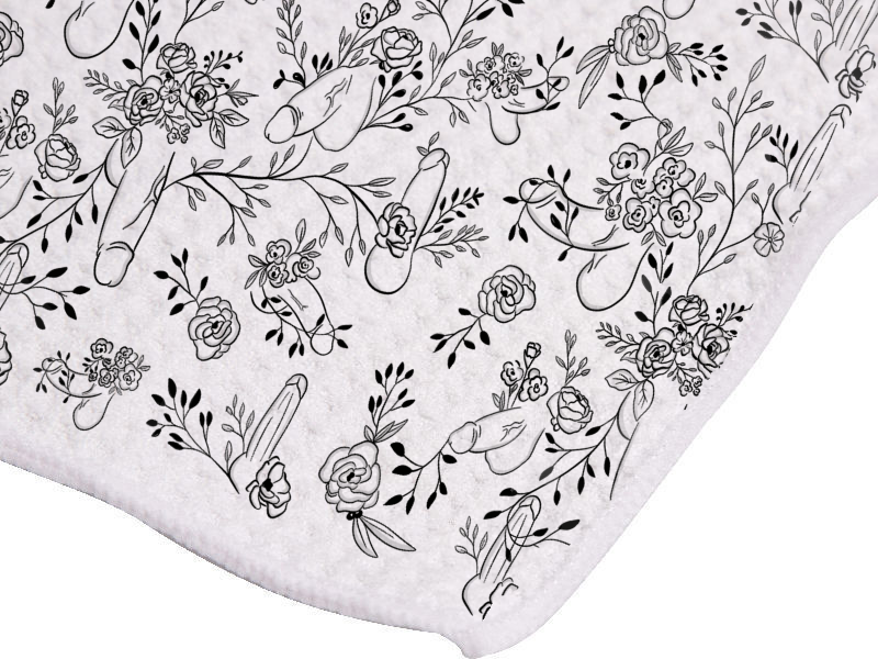 Willy Blooms Tea Towel – a bold, stylish, and cheeky kitchen towel. Matching mugs, wine glasses & accessories available.