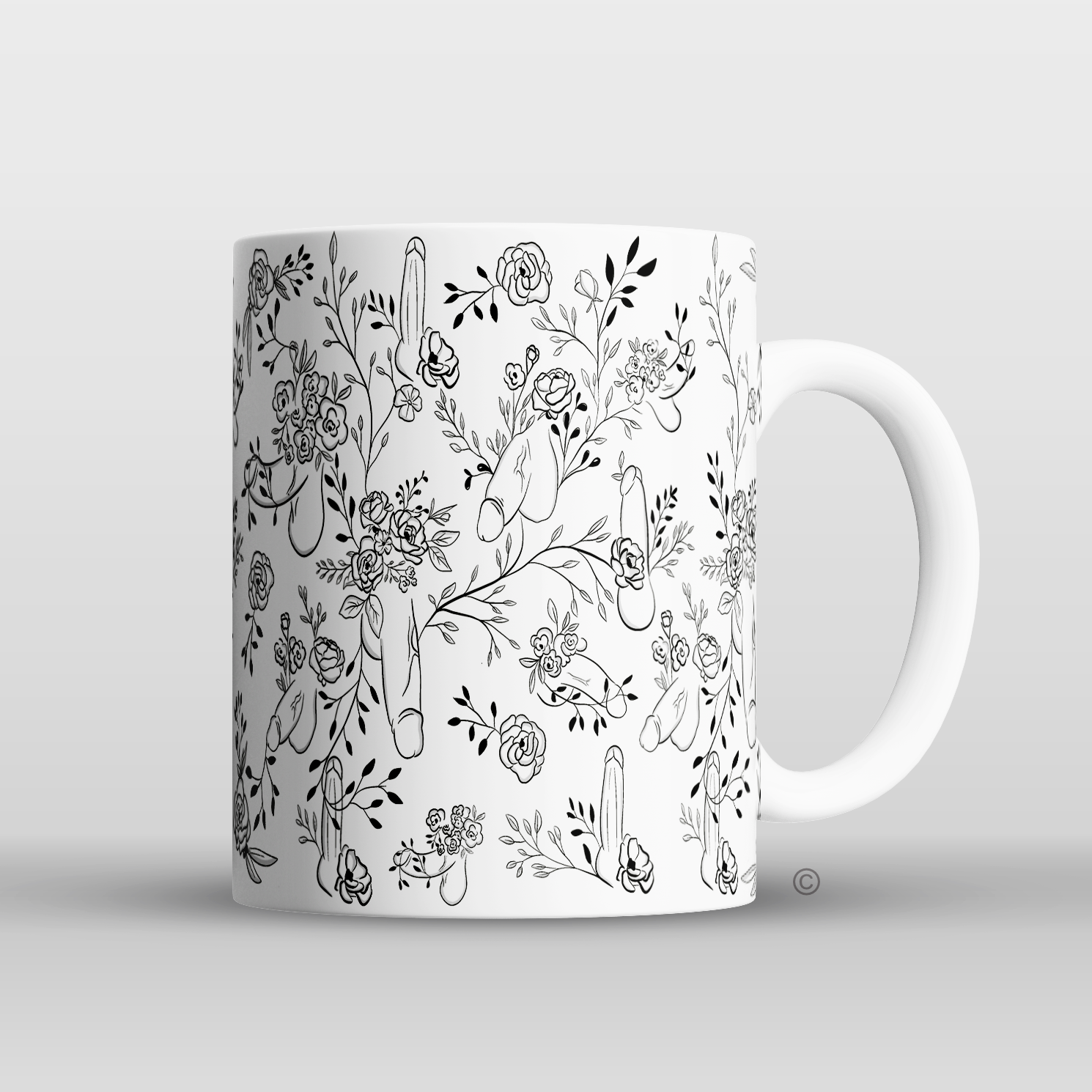Willy Floral Mug – a best-selling novelty mug featuring hidden cheeky details and a stylish floral design.
