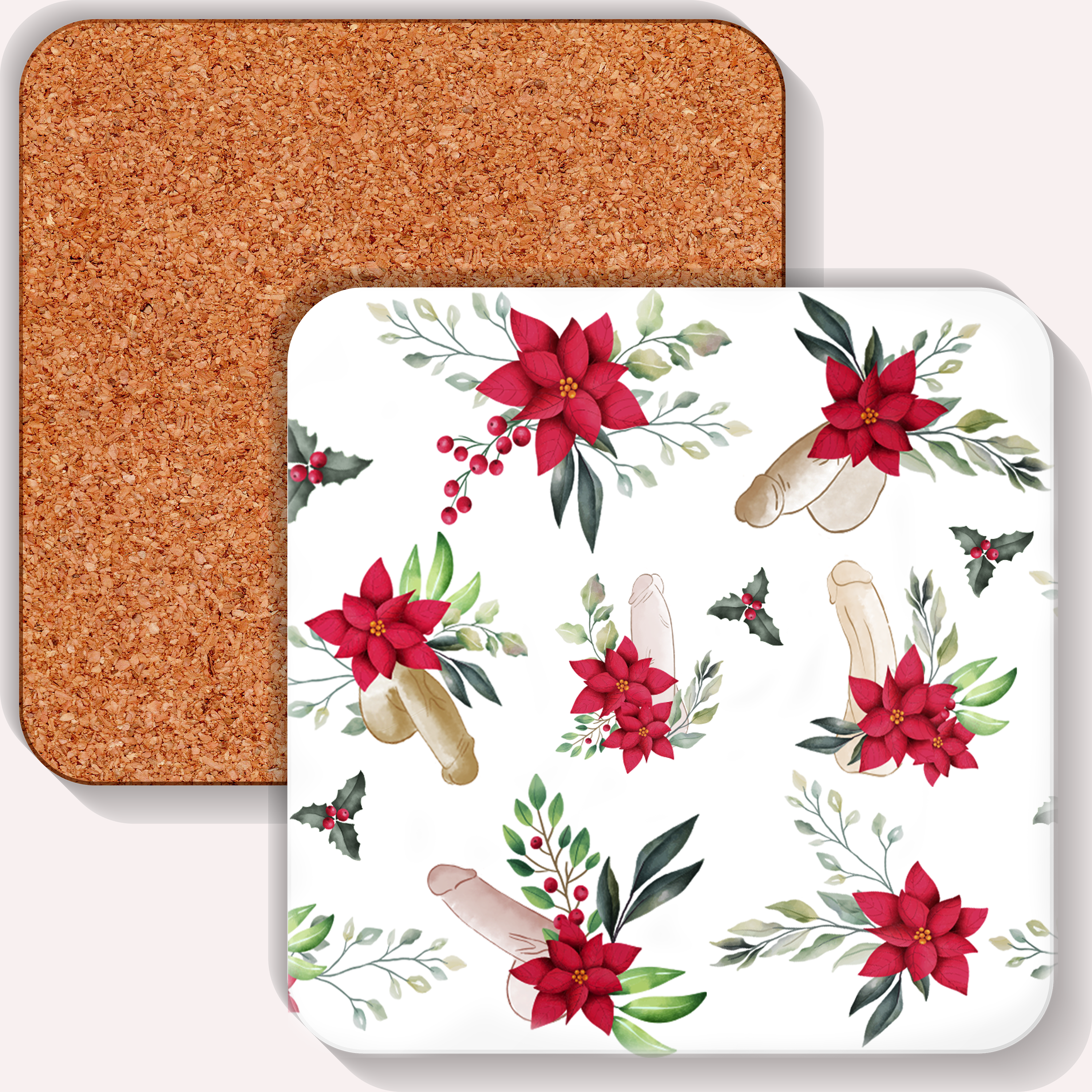 Christmas Poinsettia Penis Coaster