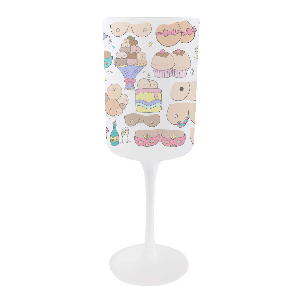 Birthday Bust Wine Glass – a frosted 275ml design perfect for adding humor to any birthday celebration.
