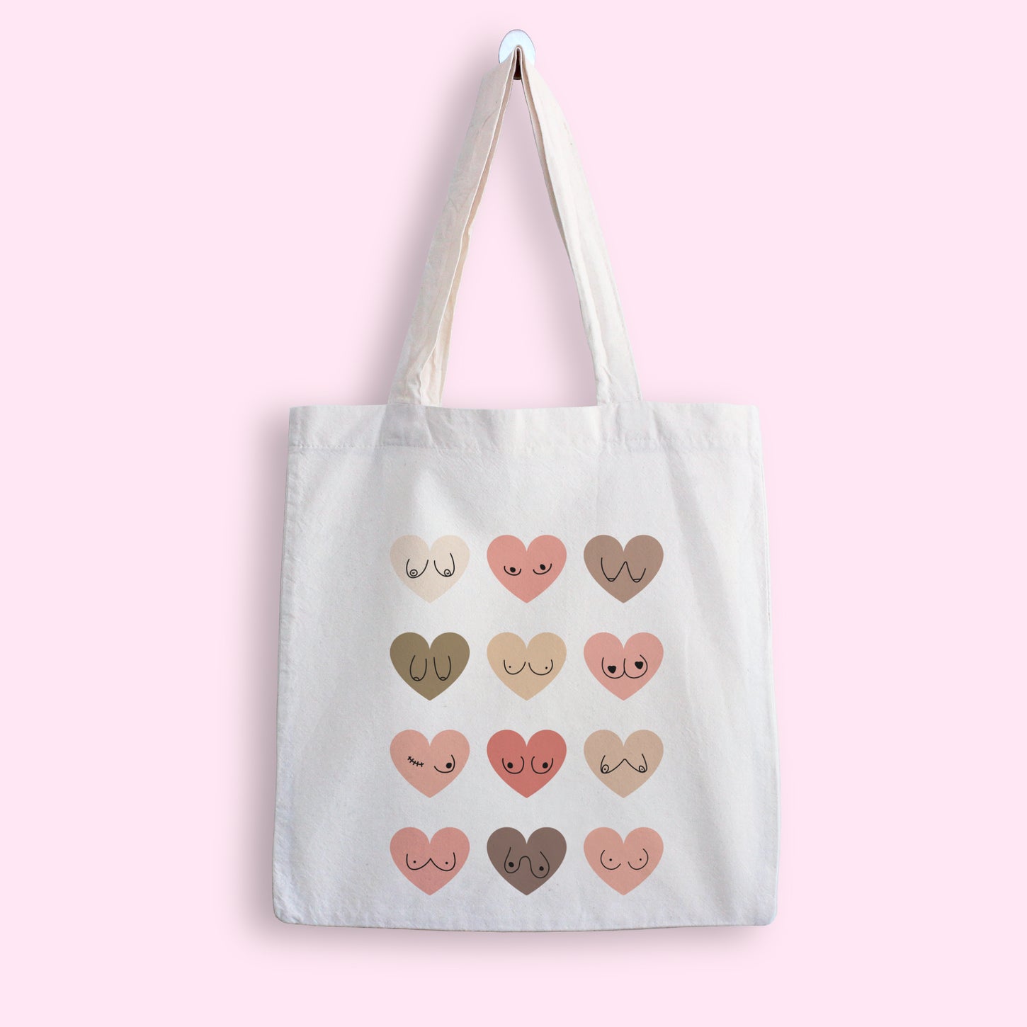 Heart Jugs Tote Bag – a funny, bold, and stylish statement piece featuring a cheeky heart design.