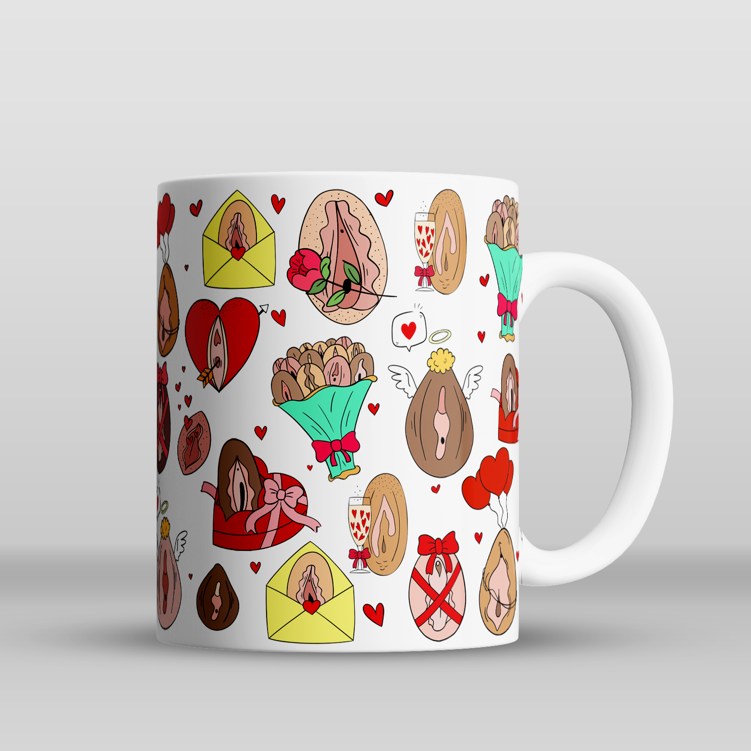 Love Kitty Mug – a cheeky, colorful, and fun gift for Valentine’s, anniversaries, and special occasions. Matching wine glasses available.