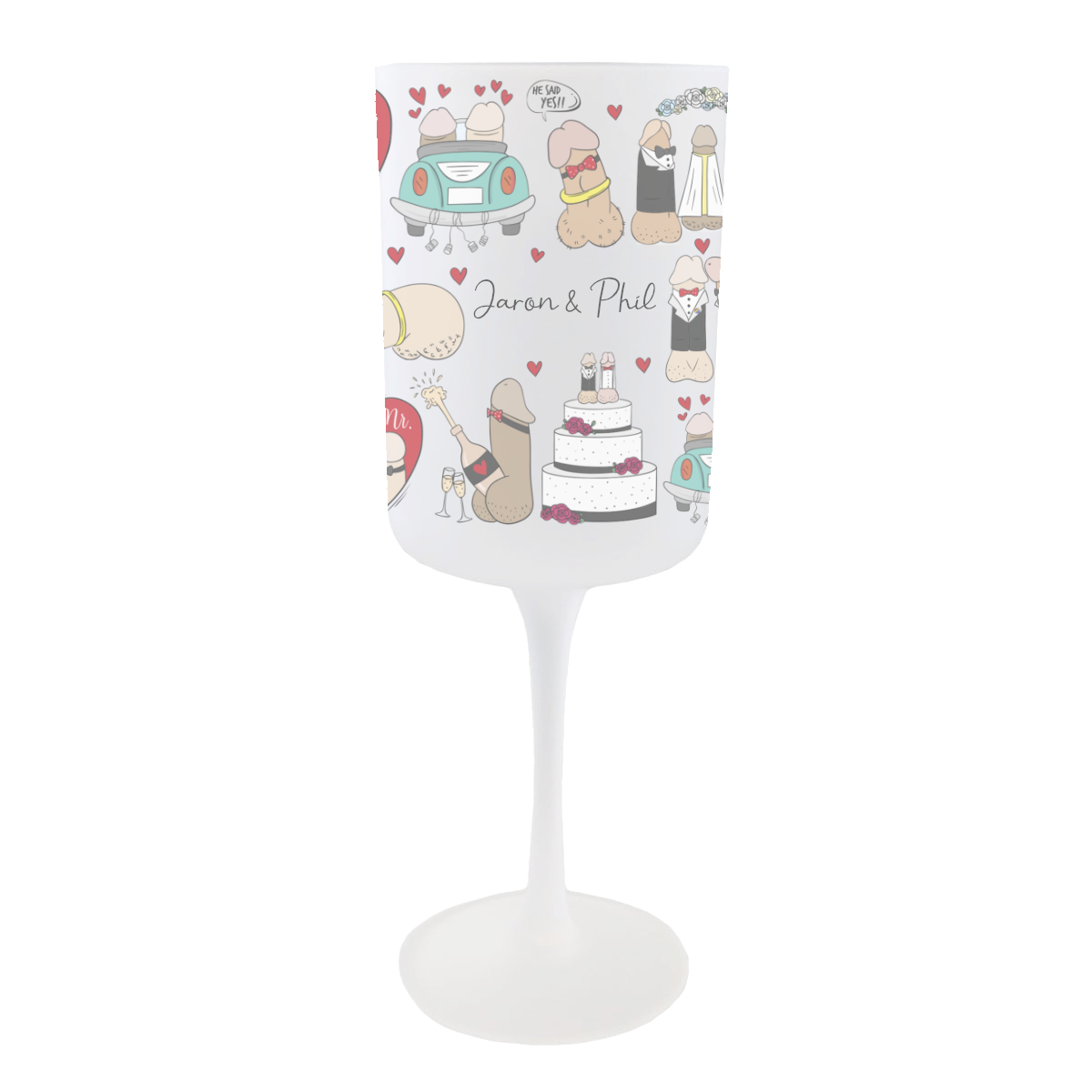 Mr & Mr Personalised Wine Glass – a frosted equality gift ideal for newlywed gay couples and special anniversaries.