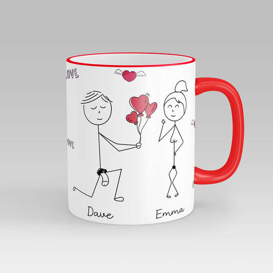 Personalised line drawing couple mug – a minimalist and elegant gift for weddings, anniversaries, or Valentine’s Day. Matching socks and coaster available.